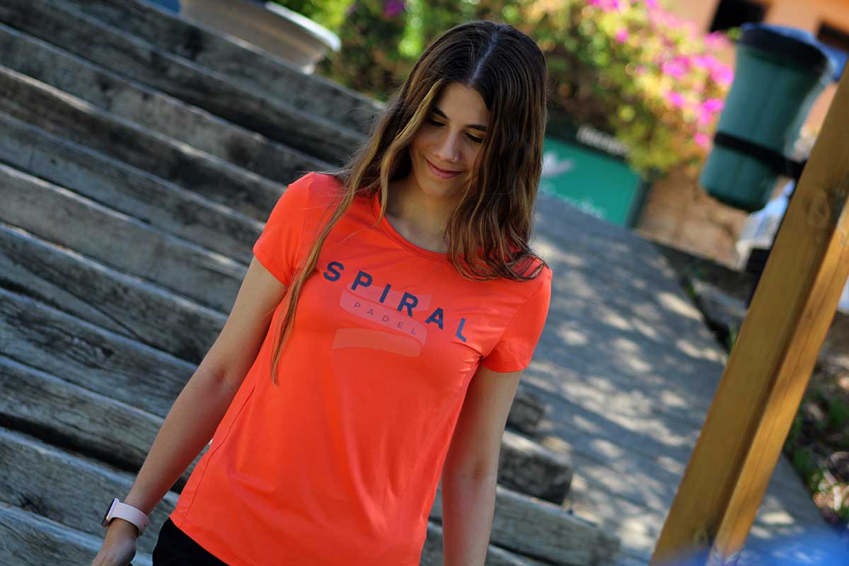Camiseta Pádel Mujer Naranja - Spiral Padel Comprar Ropa Pádel